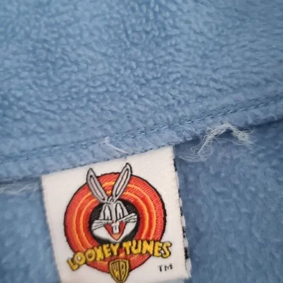 Vintage 90s Y2K Kidcore Looney Tunes Blue Tweety Bird Pullover Fleece - Picture 9 of 14